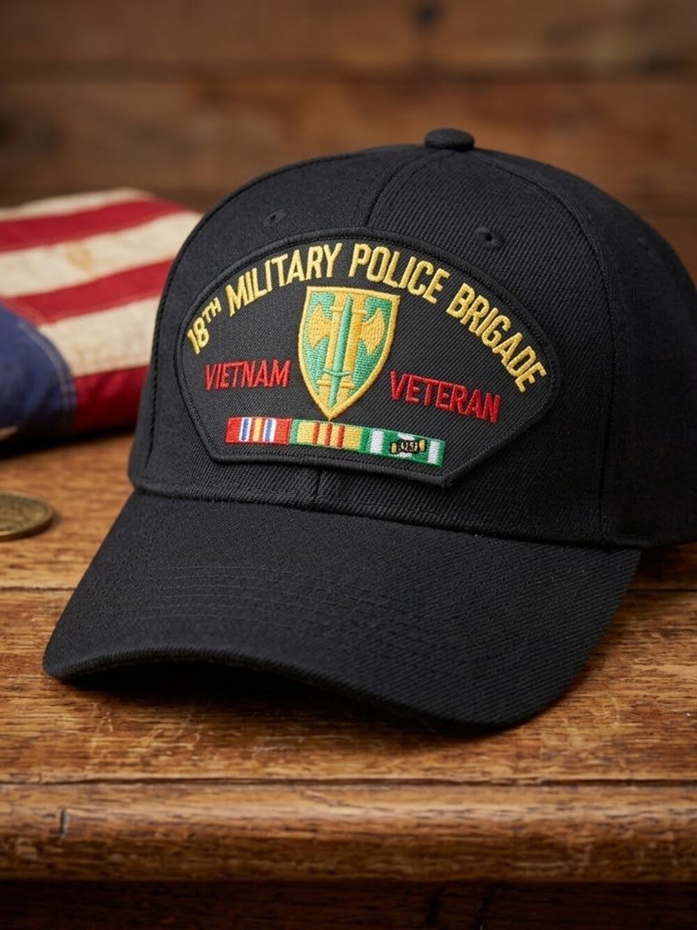 18th Military Police Brigade Vietnam Veteran Patch Black Baseball Hat New Retro
